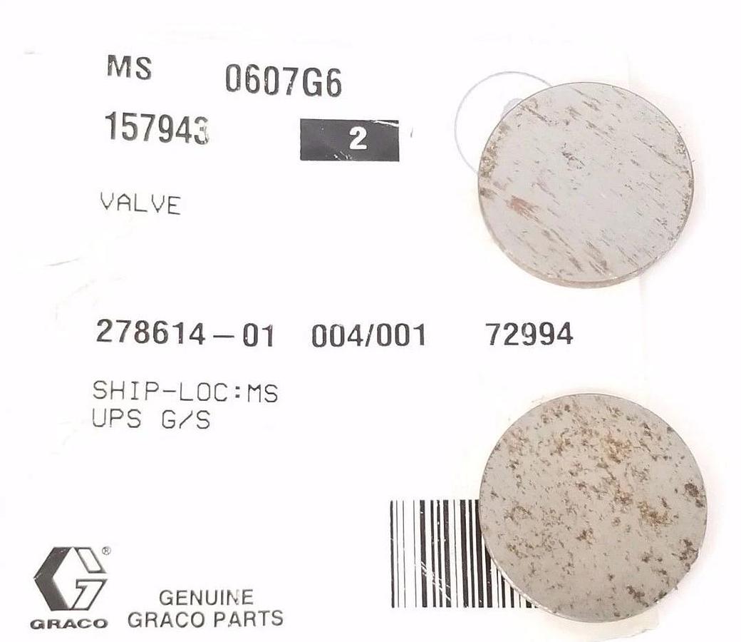 LOT OF 2 NEW GRACO 157943 VALVES