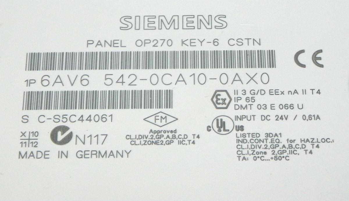 Used SIEMENS 6AV6 542-0CA10-0AX0 SIMATIC PANEL 6AV65420CA100AX0 USED