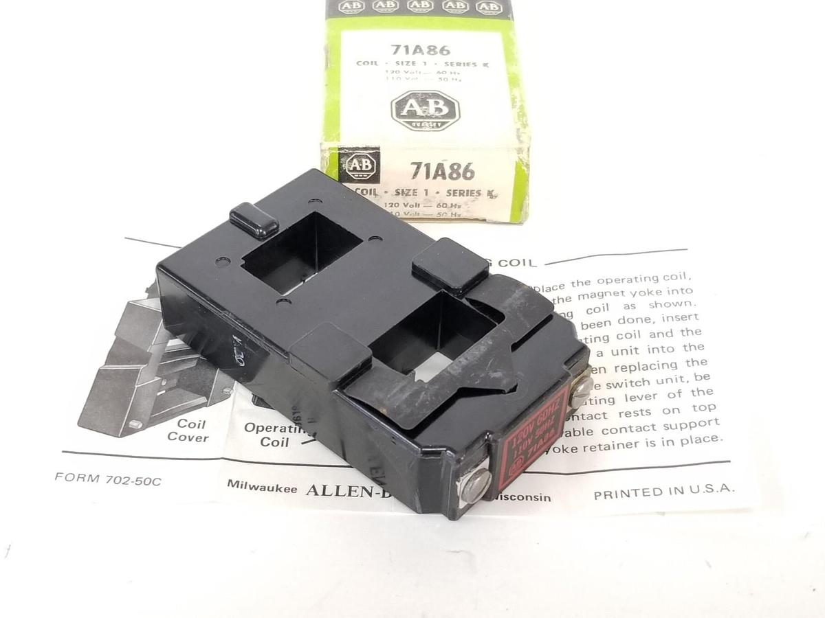 NIB ALLEN BRADLEY 71A86 COIL SER. K SIZE 1 120V/60HZ 110V/50HZ