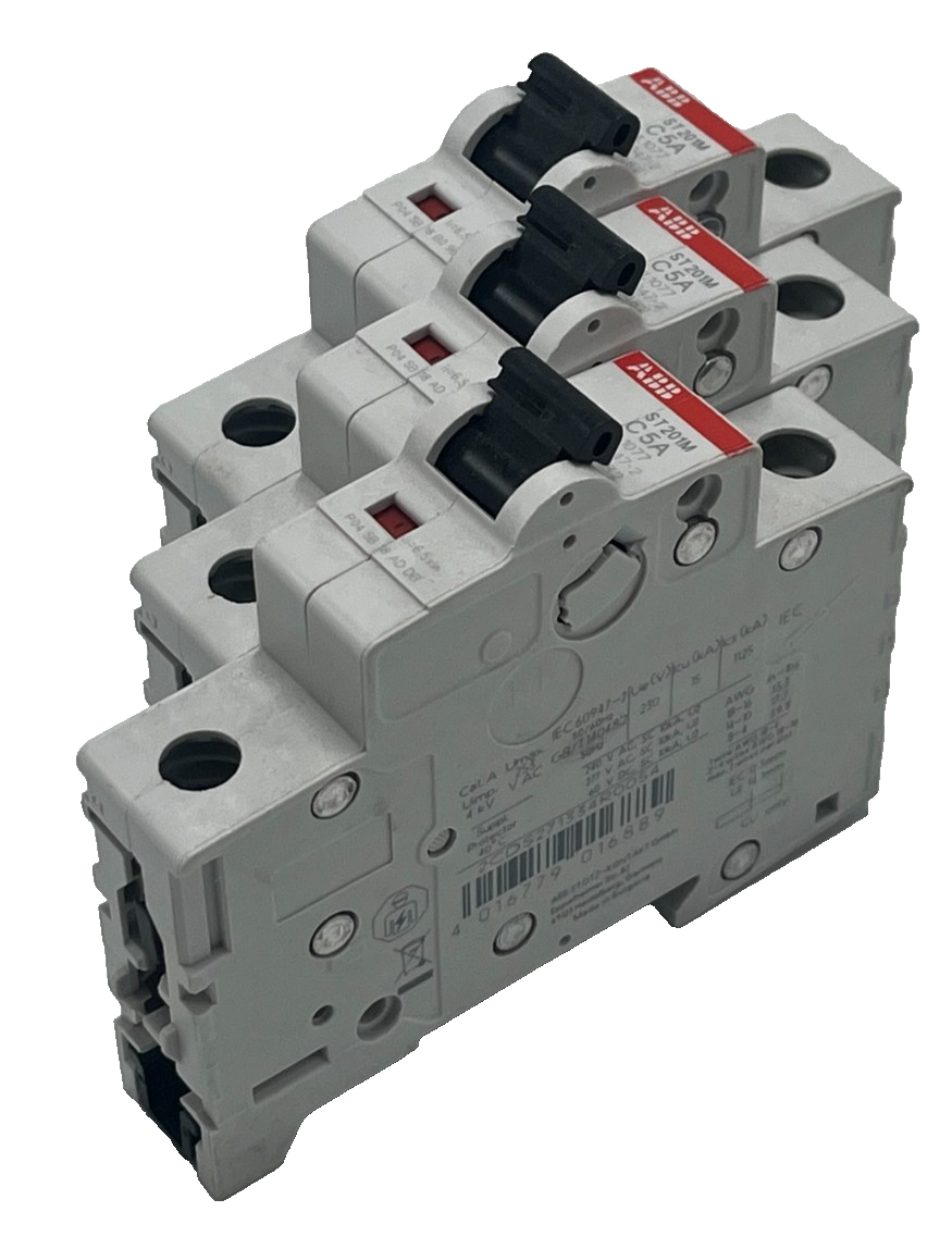 Used (3) ABB ST201M-C1 Miniature Circuit Breaker 1A 1-Pole C-Curve UL 1077 DIN Rail