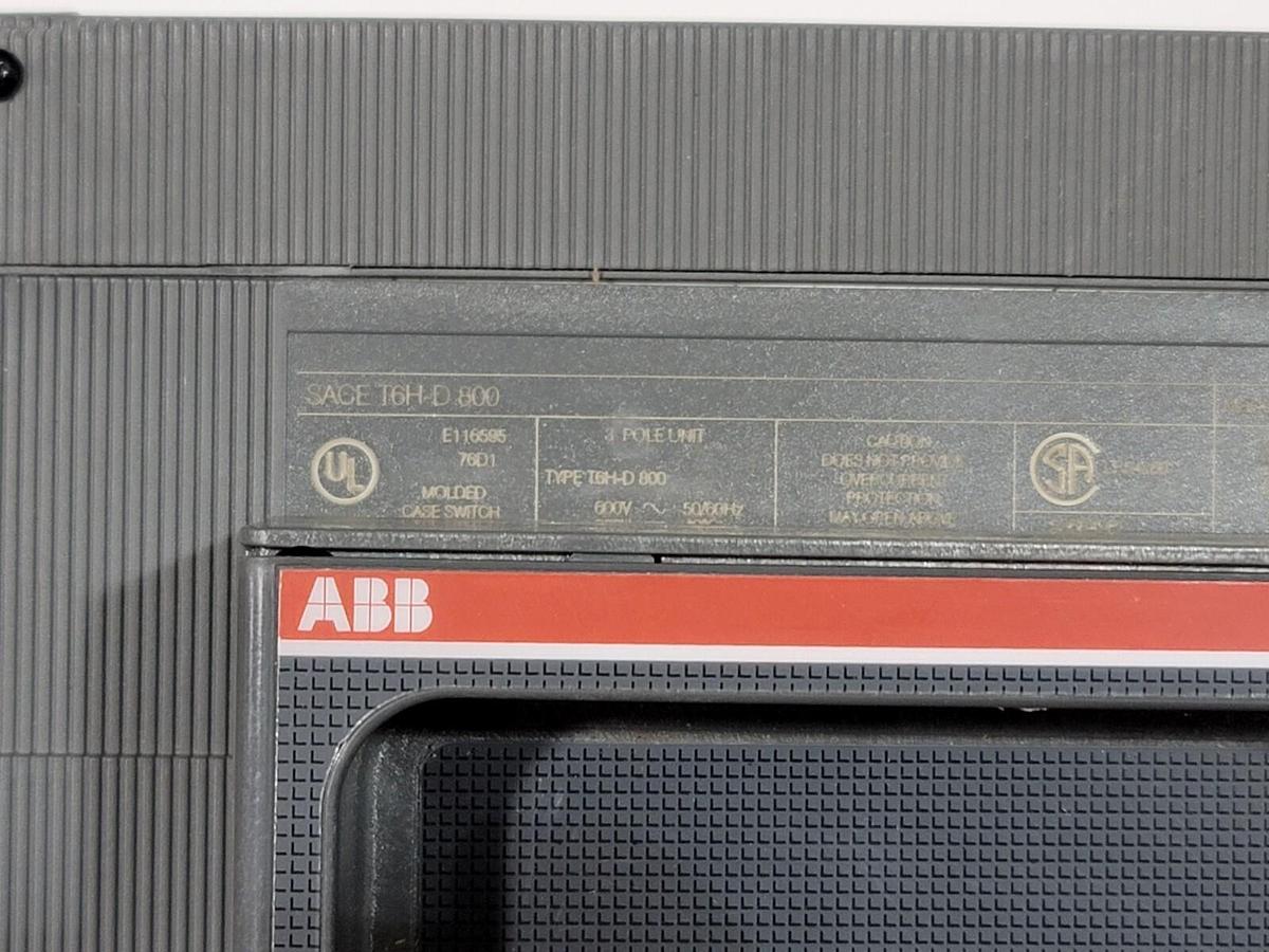 Used NIB ABB SACE T6H-D 800 CIRCUIT BREAKER 536849P2 3 POLE T6HD800