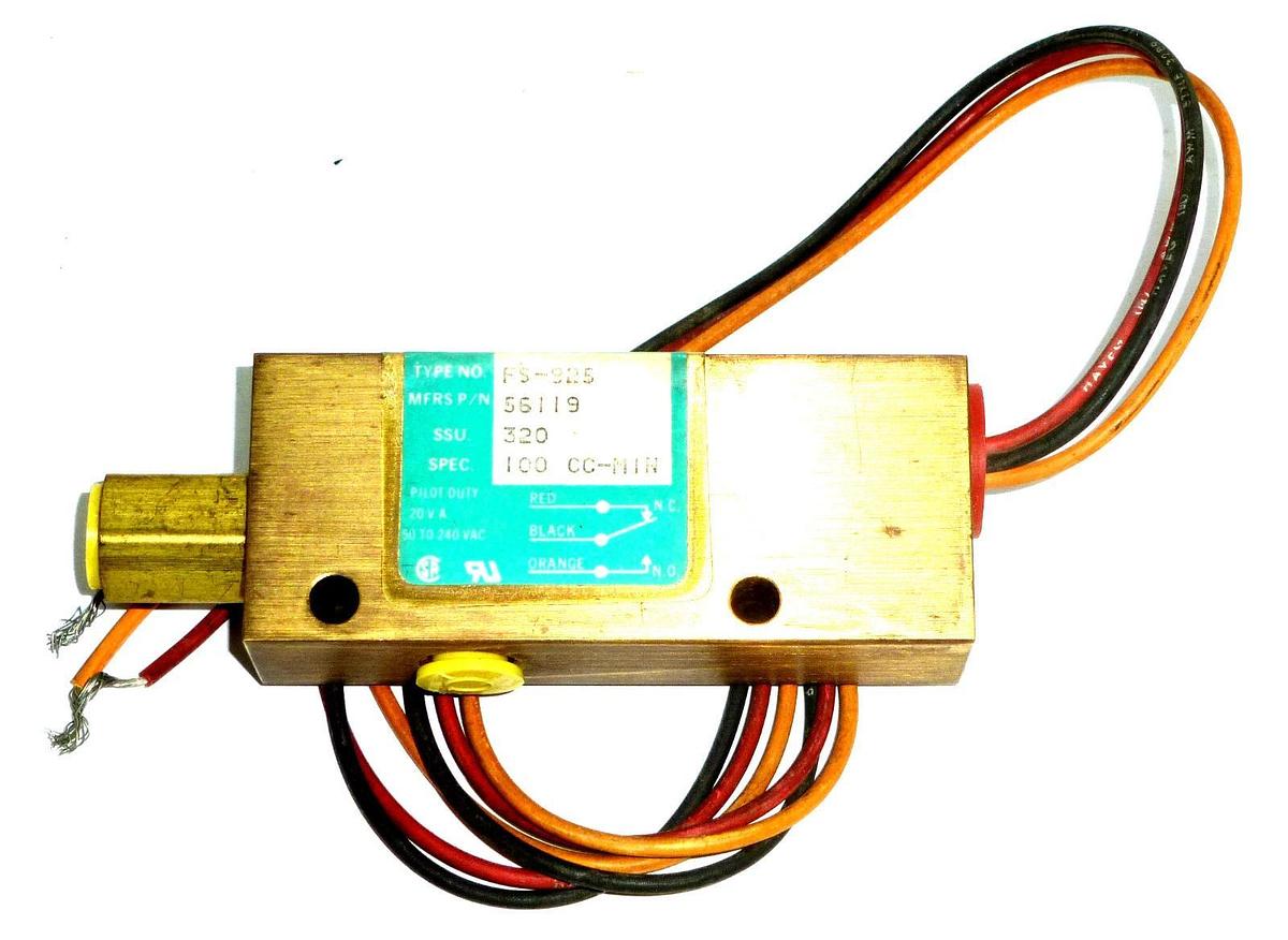 NEW GEMS FS-925 FLOW SWITCH PNEUMATIC BRASS P/N: 56119