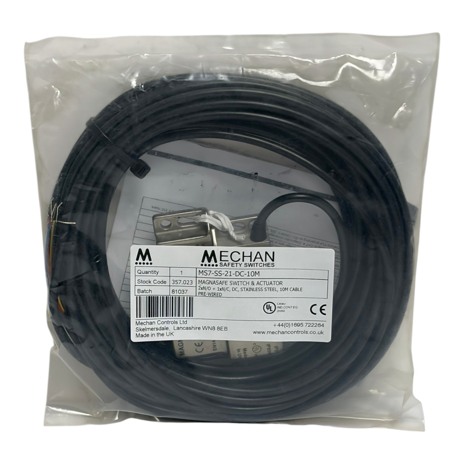 Mechan Controls MS7-SS-21-DC-10M Safety Switch & Actuator 357.023 New