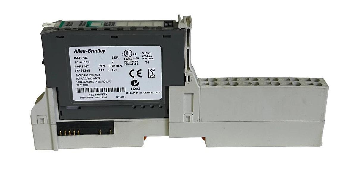 Used ALLEN BRADLEY 1734-OB8 /C Point I/O 8-PT OUTPUT MODULE W/ 1734-TOP3S /A BASE