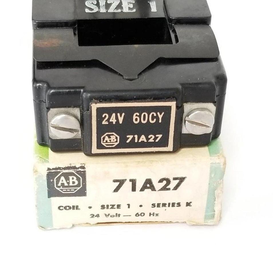 Used NIB ALLEN BRADLEY 71A27 CONTACTOR COIL SIZE: 1 SER. K 24V-60HZ