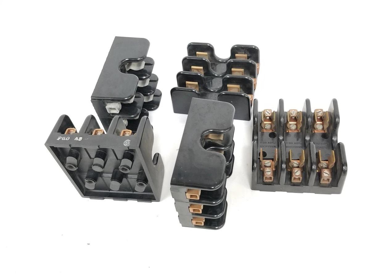 Used LOT OF 5 MARATHON F60A SERIES FUSE HOLDERS 250V, 60A, 3P