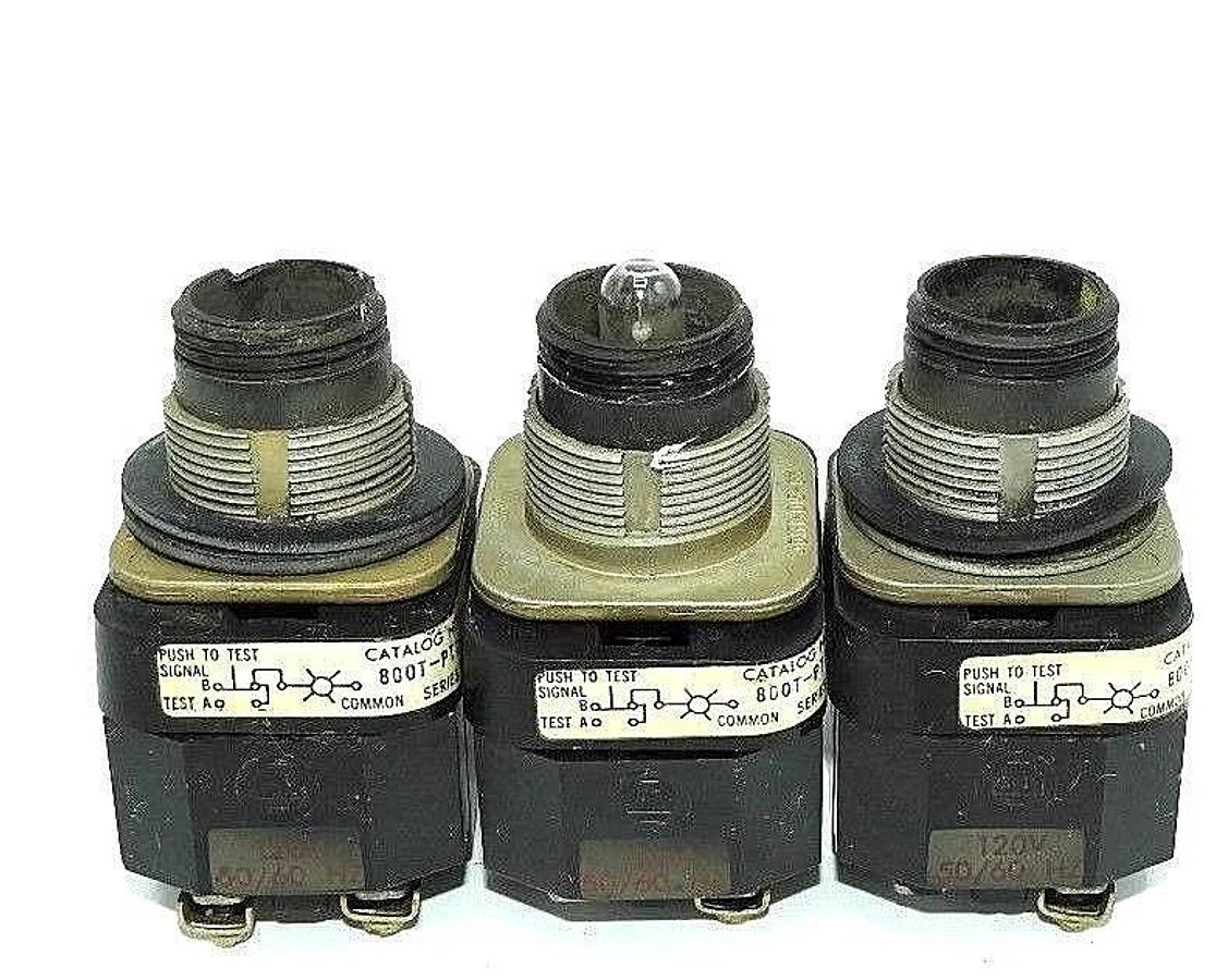 Used LOT OF 3 ALLEN BRADLEY 800T-PT16 PILOT LIGHT PUSH BUTTONS SER. N