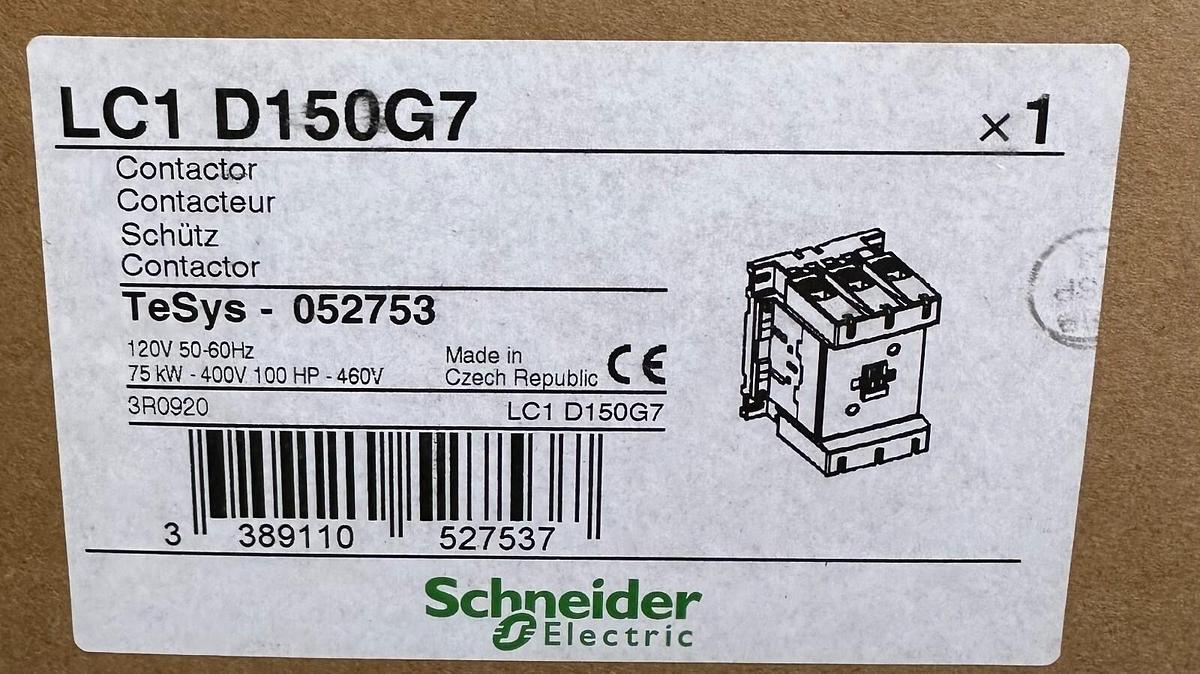 Used NEW SCHNEIDER ELECTRIC LC1-D150G7 / LC1D150G7 TeSys CONTACTOR 120V 50/60Hz