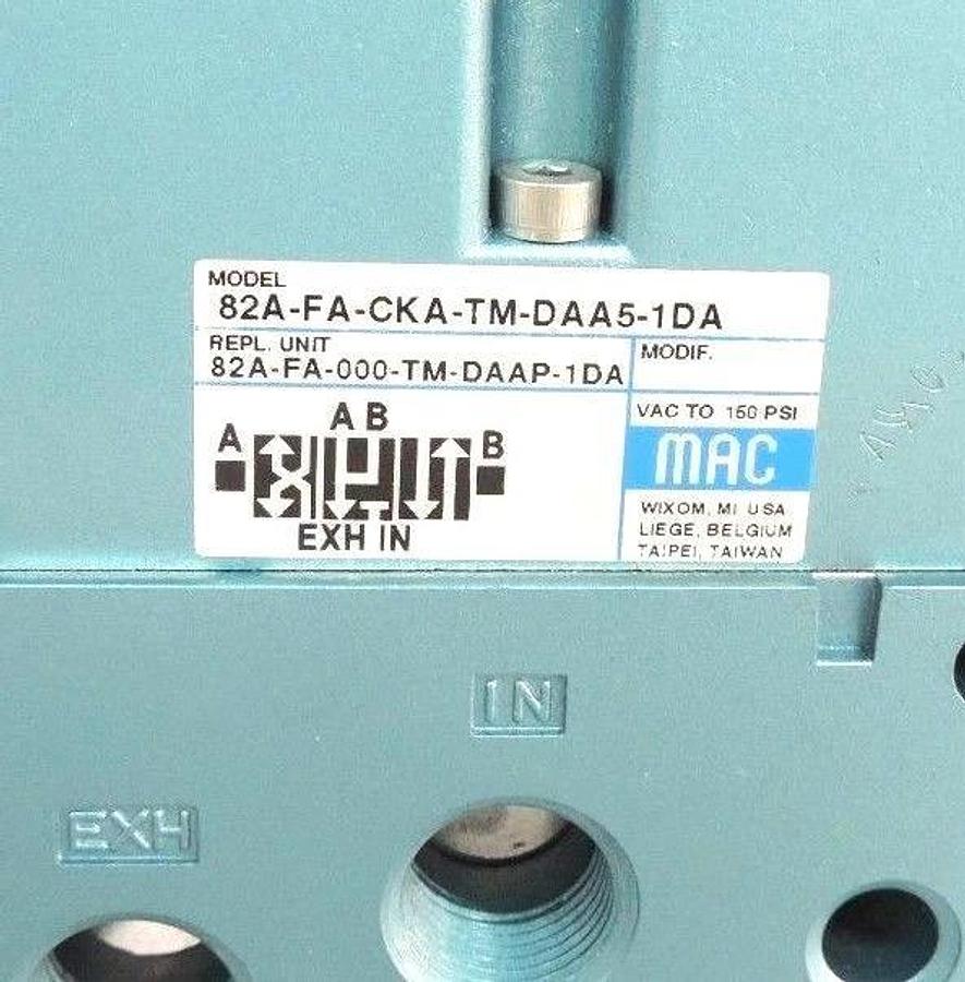 MAC 82A-FA-CKA-TM-DAA5-1DA VALVE W/ TM-DAAP-1DA SOLENOIDS 6.4 WATTS *NO HARDWARE