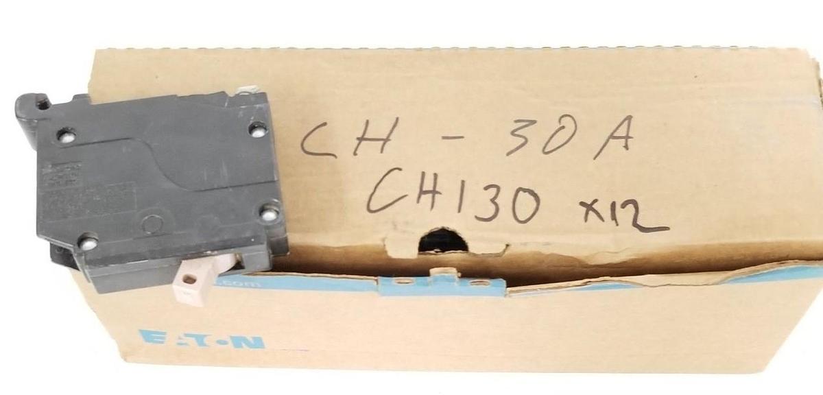 Used LOT OF 12 CUTLER HAMMER CH130 CIRCUIT BREAKERS CLASS CTL, TYPE CH, 120/240V, 30A