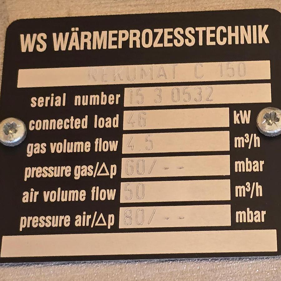 Used WS Wärmeprozesstechnik REKUMAT C 150 Recuperative Ceramic Burner 46kW NEW
