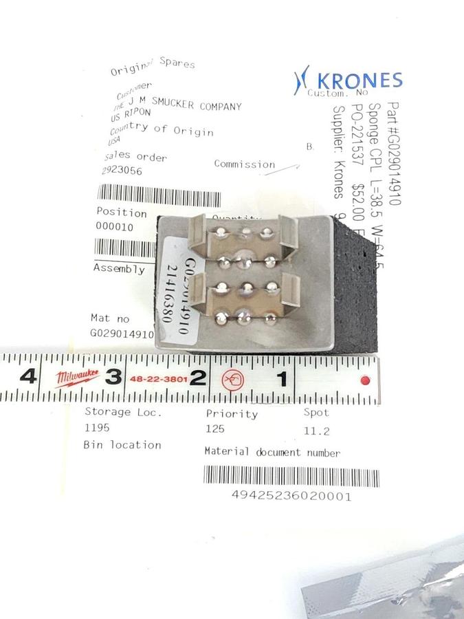 Used LOT OF 4 NEW KRONES G029014910 SPONGES CPL L=38.5 W=64.5