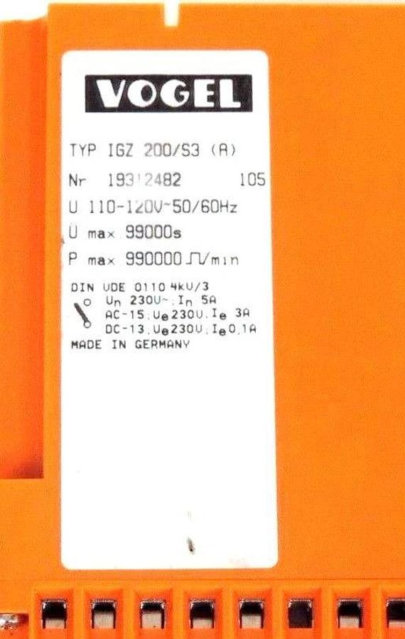 Refurbished VOGEL IGZ 200/S3 LUBRICATION TIMER MODULE 19312482, 110/120V, 50/60HZ, IGZ200S3
