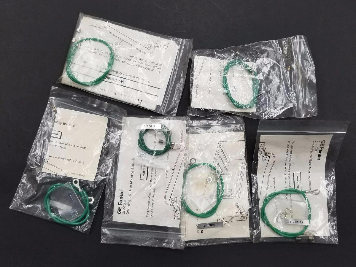 Used LOT OF 6 NEW GE FANUC GEJ-7003 GROUNDING WIRES FOR I/O BASE MOUNTING BRACKET