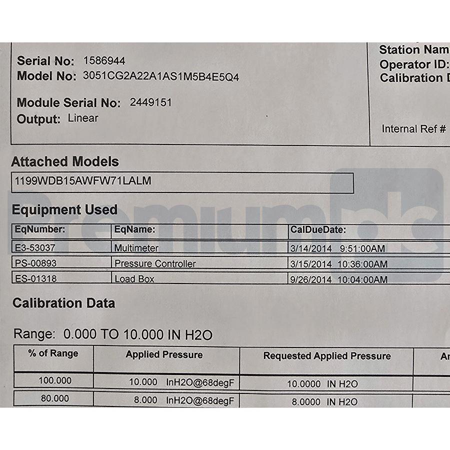 Used Rosemount 3051C Coplanar Pressure Transmitter 3051CG2A22A1AS1M5B4E5Q4 +1199 Seal