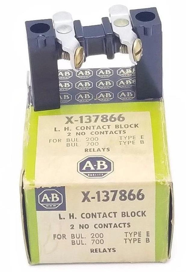 Used NIB ALLEN BRADLEY X-137866 L.H. CONTACT BLOCK 2 NO CONTACTS, X137866
