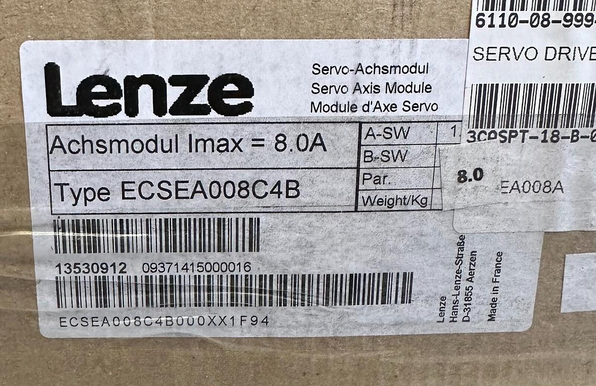Used NEW LENZE ECSEA008C4B ECS SERVO AXIS MODULE 8A 13530912 ECSEA008C4B000XX1F94