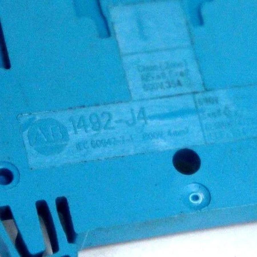 Used LOT OF 8 ALLEN BRADLEY 1492-J4 TERMINAL BLOCKS 4MM BLUE FEED-THRU
