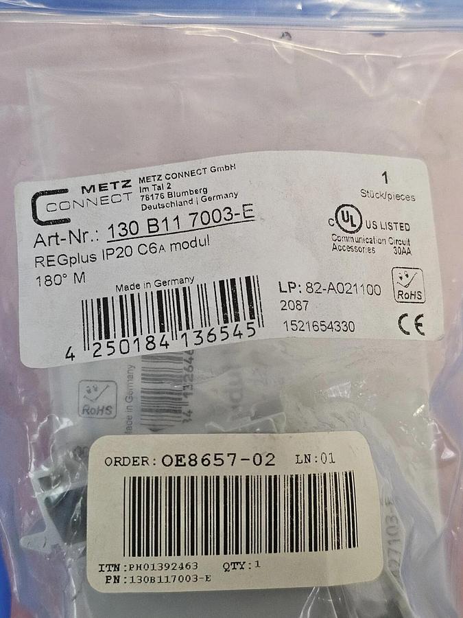 Used NEW METZ 130B117003-E REGPLUS IP20 C6AMODUL 180 M