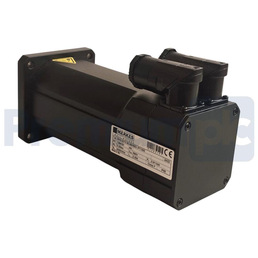 Used Merkes MH3-0270-30-560/BS1-PT1000 AC Servo Motor 560V 0.911kW w/Brake 24VDC NSNP
