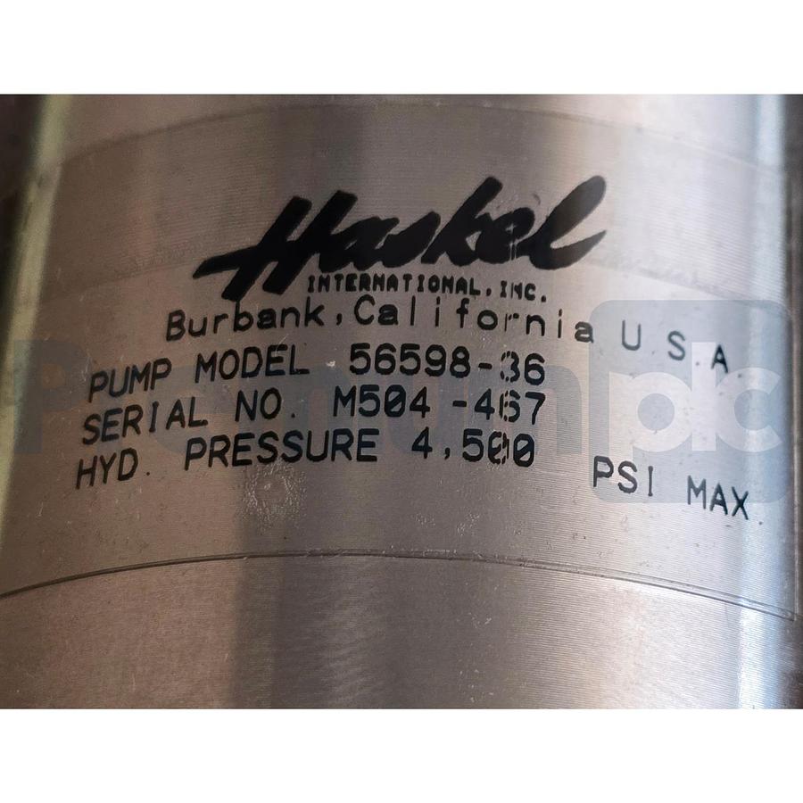 Used HASKEL 56598-36 HIGH-PRESSURE AIR DRIVEN PUMP, 36:1, 4500 PSI MAX 5659836 NSMP