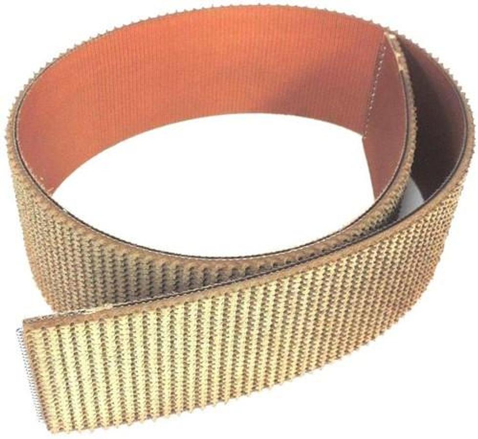 Used NEW TAN ROUGH TOP CONVEYOR BELT 3-3/8" WIDE 43-1/2" LONG