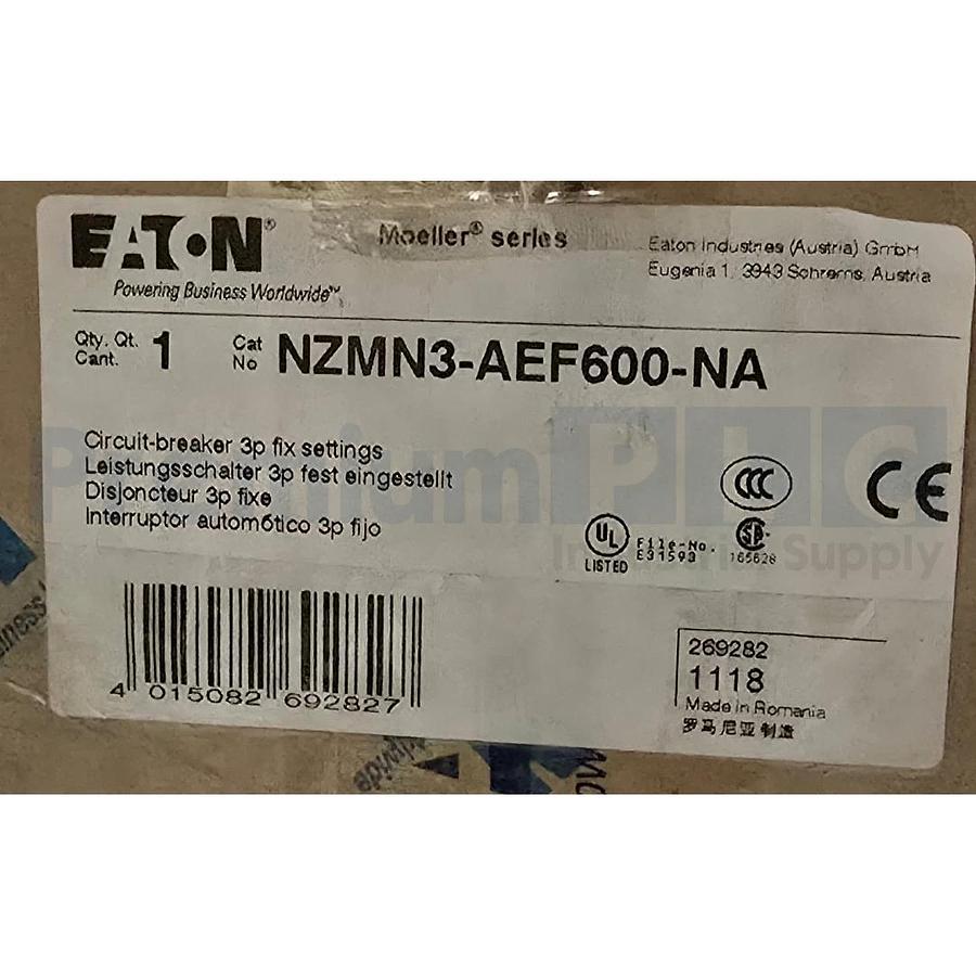 NEW EATON NZMN3-AEF600-NA MOELLER NZM3 600A CIRCUIT BREAKER 269282 W/TRIP NSMP
