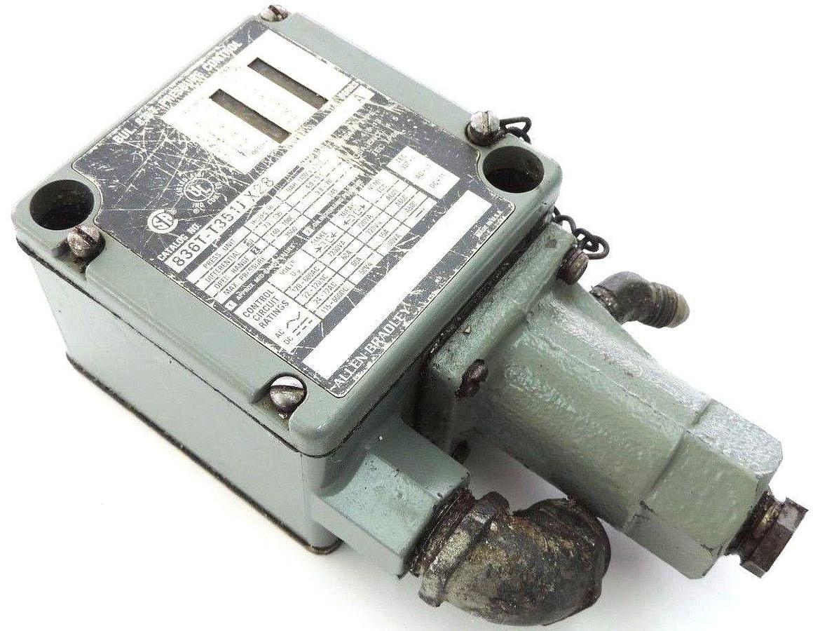 Used ALLEN BRADLEY 836T-T351JX28, SER. A PRESSURE CONTROL SWITCH 600VAC MAX 5A MAX