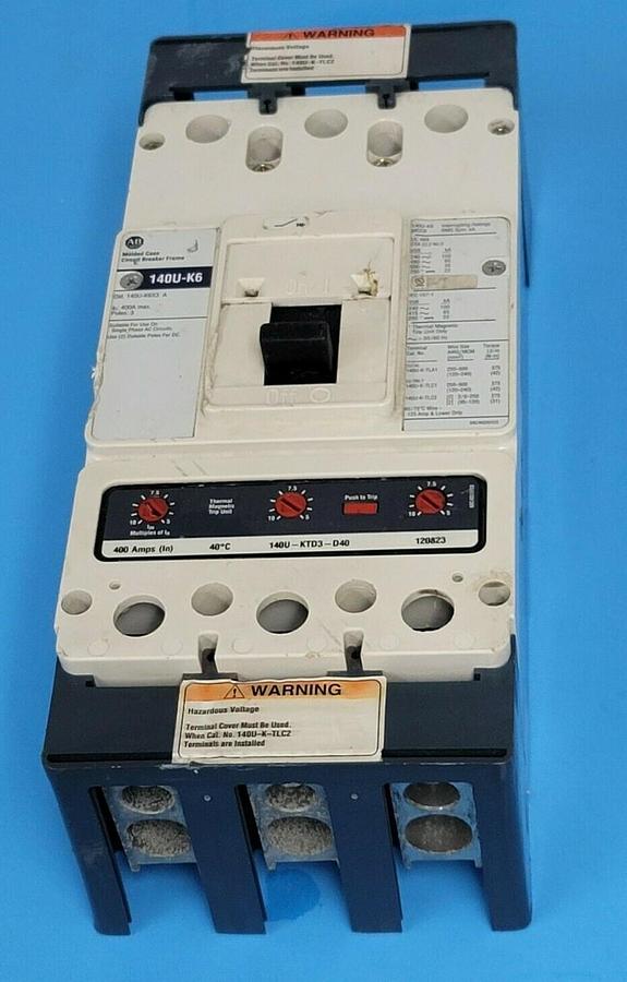 Used ALLEN BRADLEY 140U-K6D3-D40 SER. A CIRCUIT BREAKER 140U-K6X3 140U-KTD3-D40 TRIP