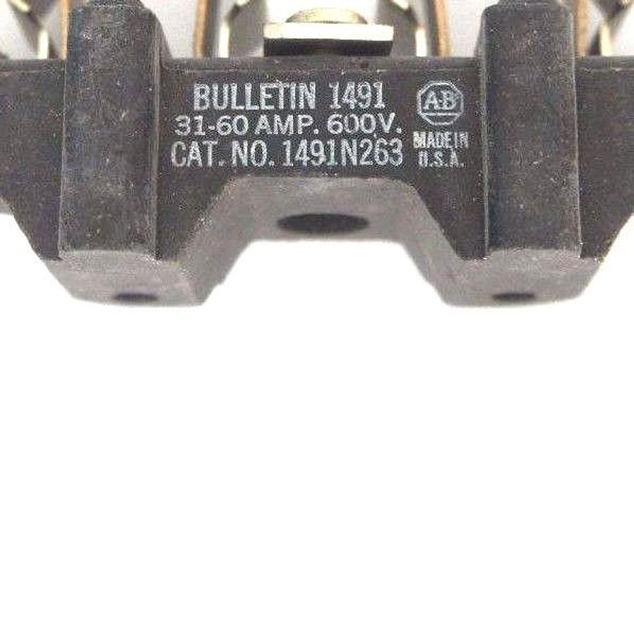 Used LOT OF 4 ALLEN BRADLEY 1491-N263 FUSE BLOCKS 31-60AMP, 600V, 3POLE, 1491N263