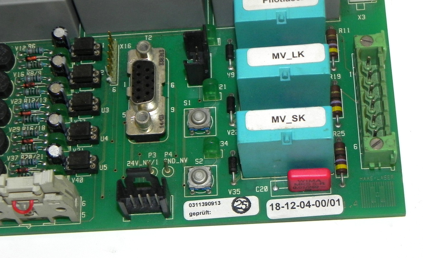 Used HASS LASER 18-12-04-AH V1.4 CONTROL BOARD 181204AH, 18-12-04-00/01, 18-12-04-LS
