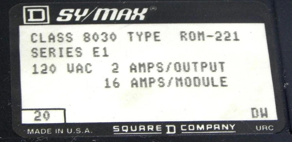 Used SQUARE D SY/MAX 8030-ROM-221 DIGITAL I/O 8030ROM221 SERIES E1