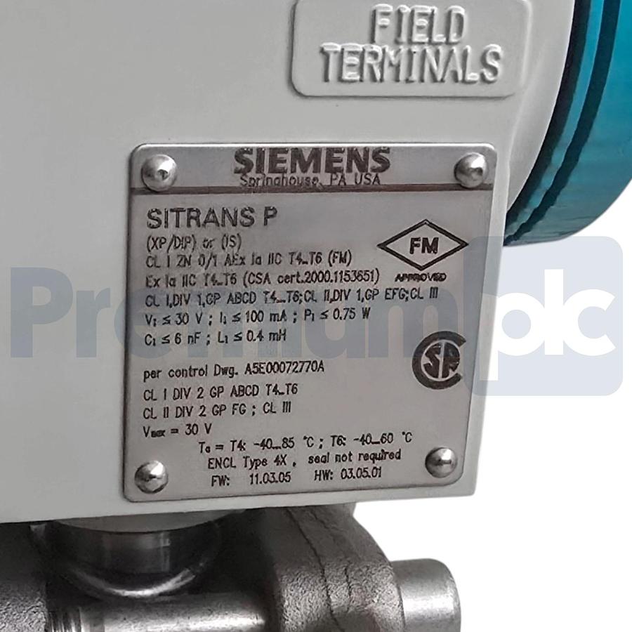 Used Siemens 7MF4433-1FA22-1NC1-Z B21+Y01+Y15 SITRANS P DS III Pressure Transmitter