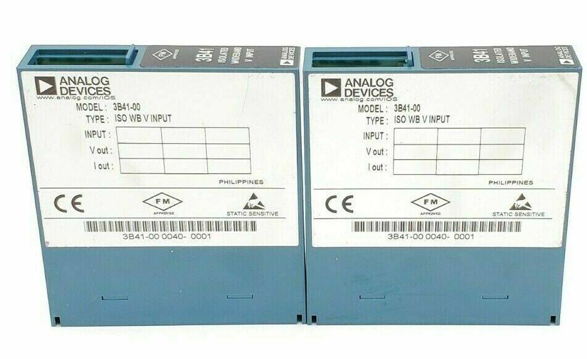 Used LOT OF 2 ANALOG DEVICES 3B41-00 ISOLATED WIDEBAND V INPUT MODULES 3B4100