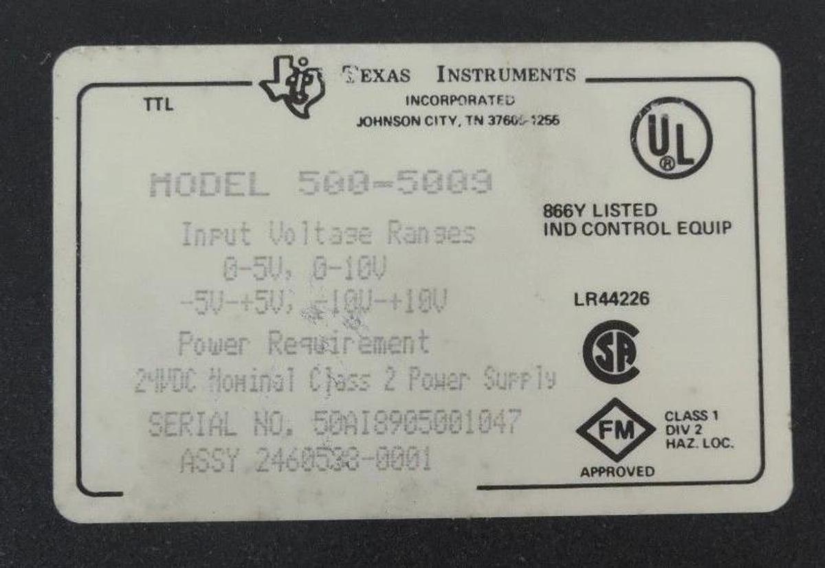 Used SIEMENS TEXAS INSTRUMENTS 500-5009 INPUT MODULE ANALOG ASSY 2460538-0001
