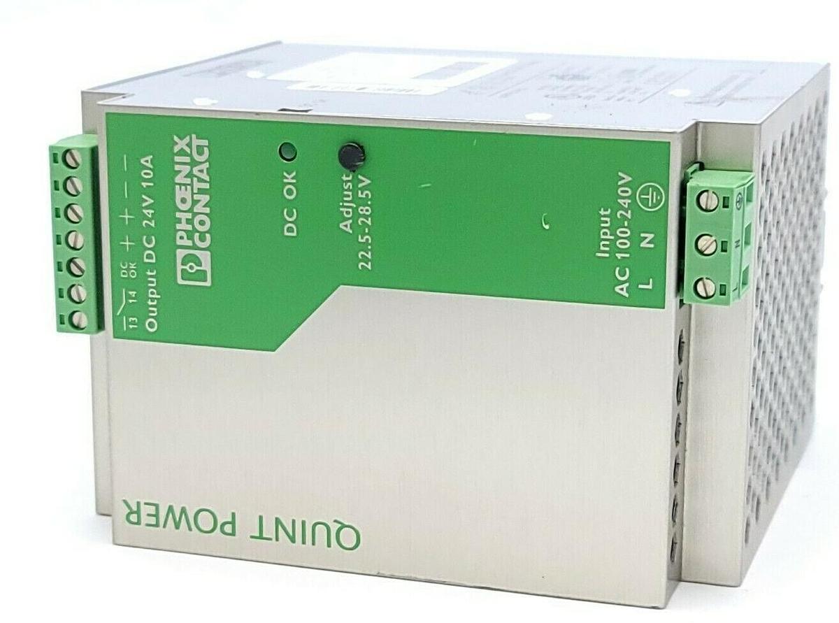 Used PHOENIX CONTACT QUINT-PS-100-240AC/24DC/10 POWER SUPPLY ORDER NO. 2938604