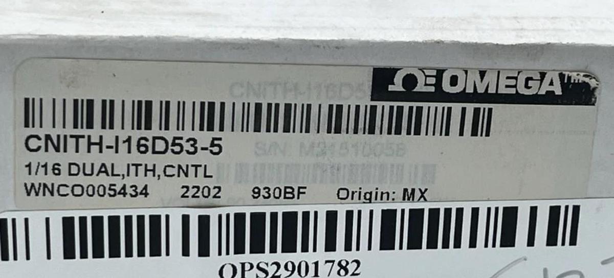 Omega CNITH-I16D53-5 iSeries Humidity & Temp Controller 1/16 DIN 5" Probe NSMP