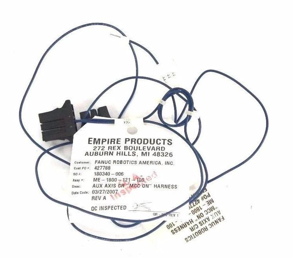 Used NEW FANUC ME-1800-121-100 AUX AXIS CR "MCC ON" HARNESS REV. A