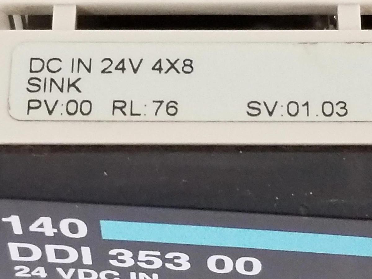 Used SCHNEIDER 140-DDI-353-00 24V DC INPUT MODULE PV: 00, RL: 76, 140DDI35300