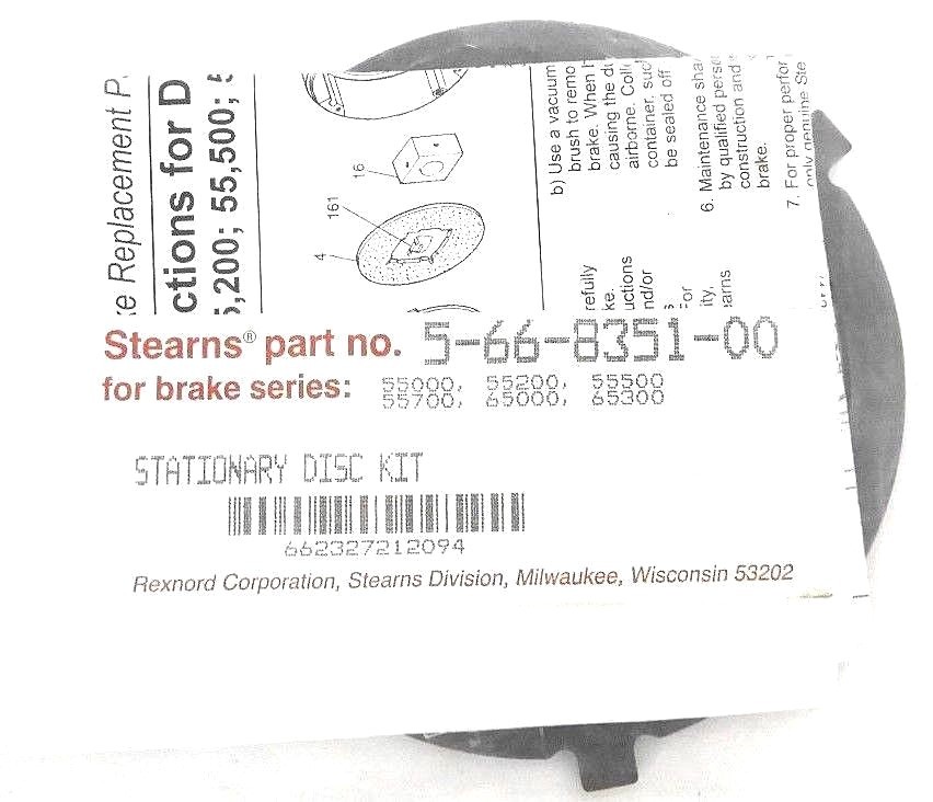NEW STEARNS 5-66-8351-00 STATIONARY DISC KIT 566835100