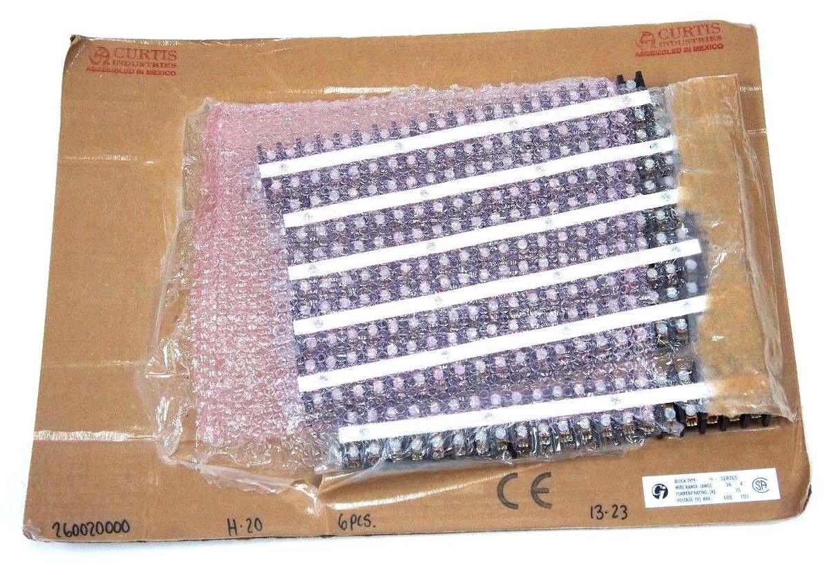 Used LOT OF 6 NIB CI CURTIS 260020000 BLOCK TYPE H-SERIES H-20, 600V, 75A, 16-4AWG