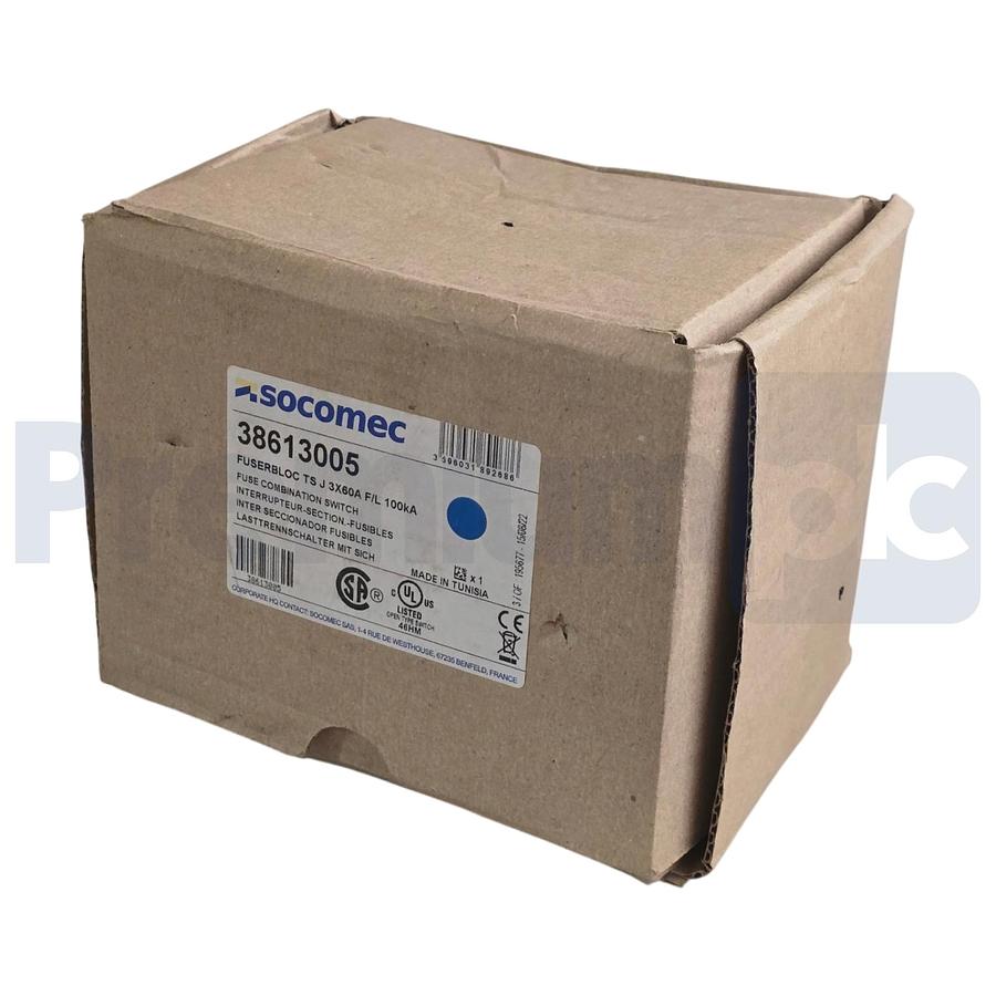 Used Socomec 38613005 FUSERBLOC TS J 3-Pole 60A 100kA Fusible Disconnect Switch NSMP