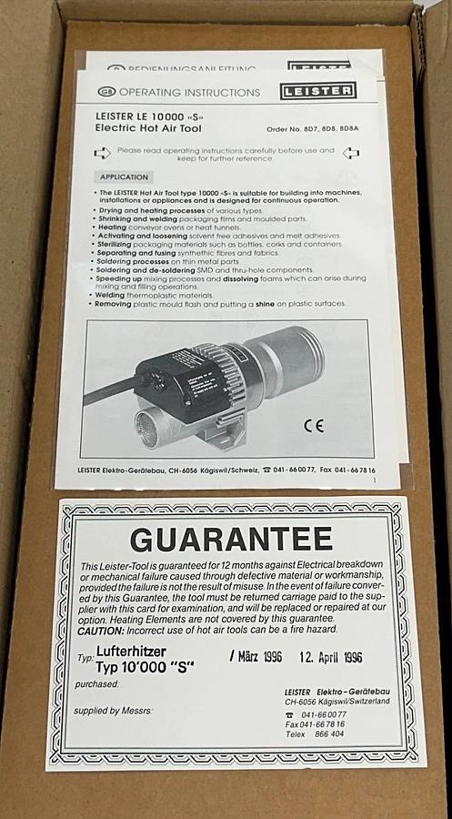LEISTER TYP LE 10'000 S / 10000S ELECTRIC HOT AIR TOOL 380-440V 10-13.5kW NSMP
