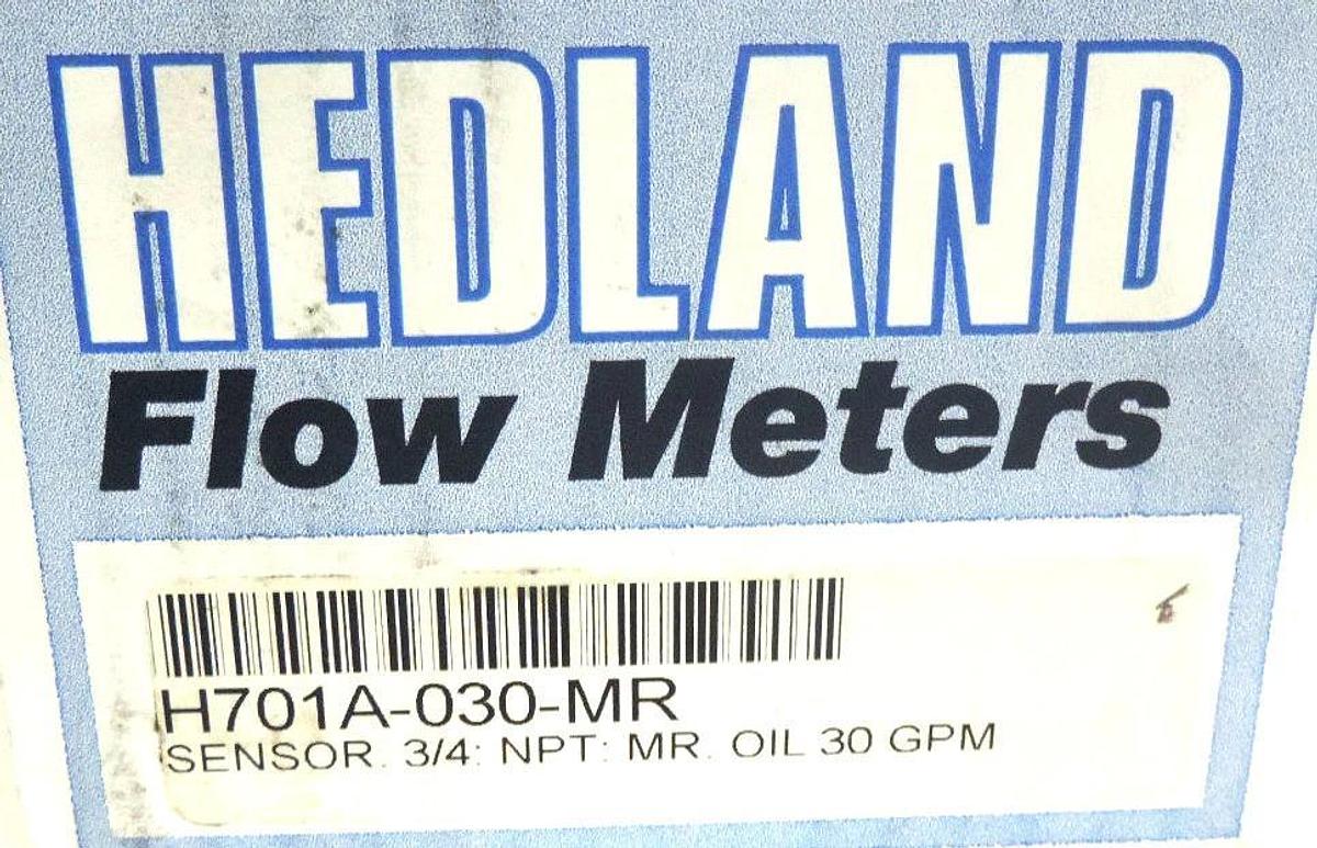 Used NIB HEDLAND H701A-030-MR FLOW METER 3/4" NPT OIL 30GPM, MR FLOW TRANSMITTER