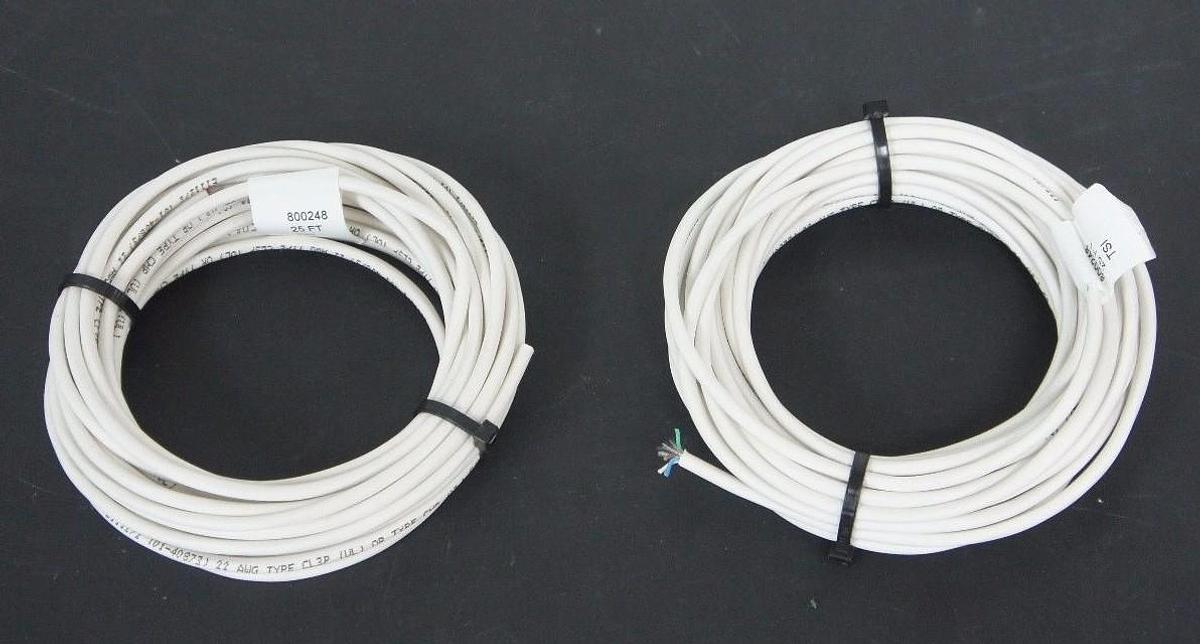 LOT OF 2 NEW GENERIC 800248 WHITE CABLES 22 AWG, 6 CONDUCTOR, 25'