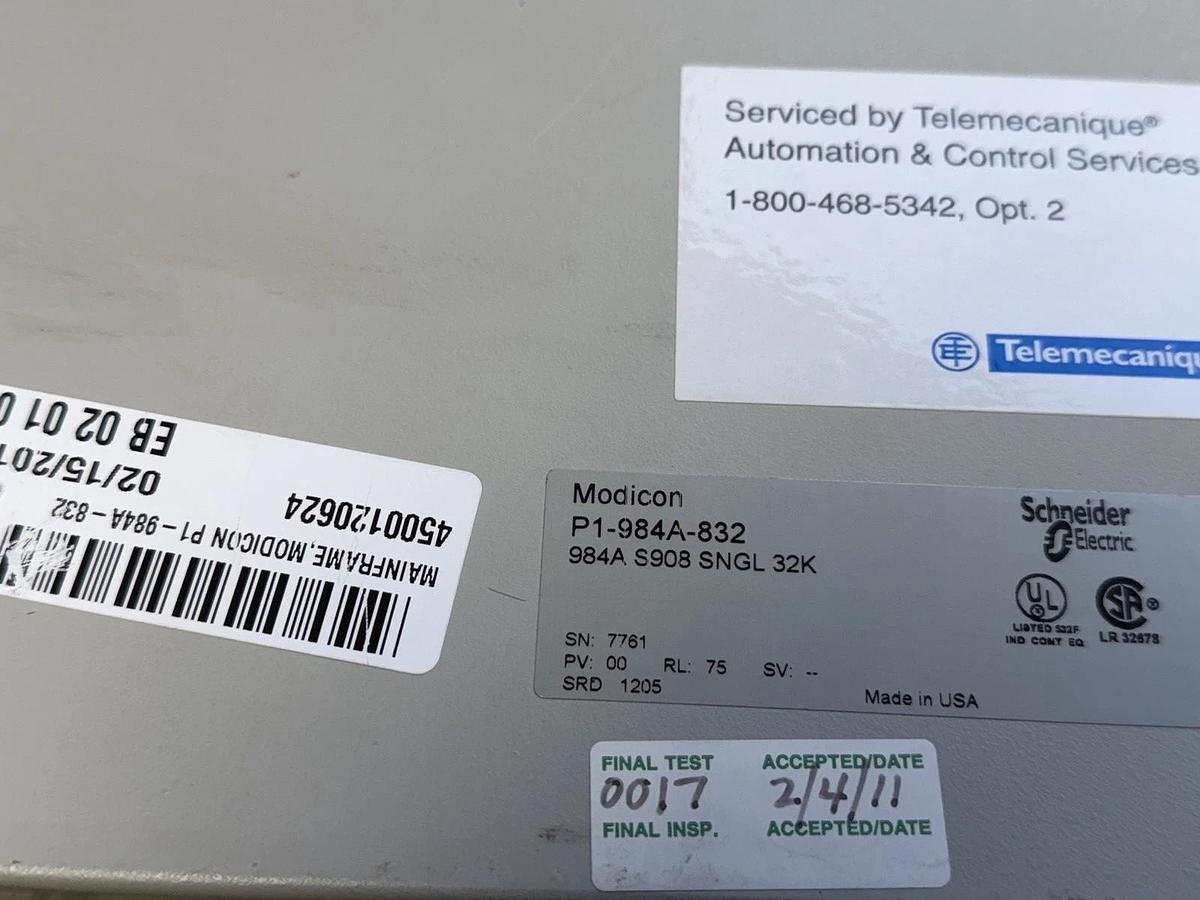 Refurbished MODICON P5-984B-832 Programmable Controller 984 Series 5-Slot PLC Rack P5984B832