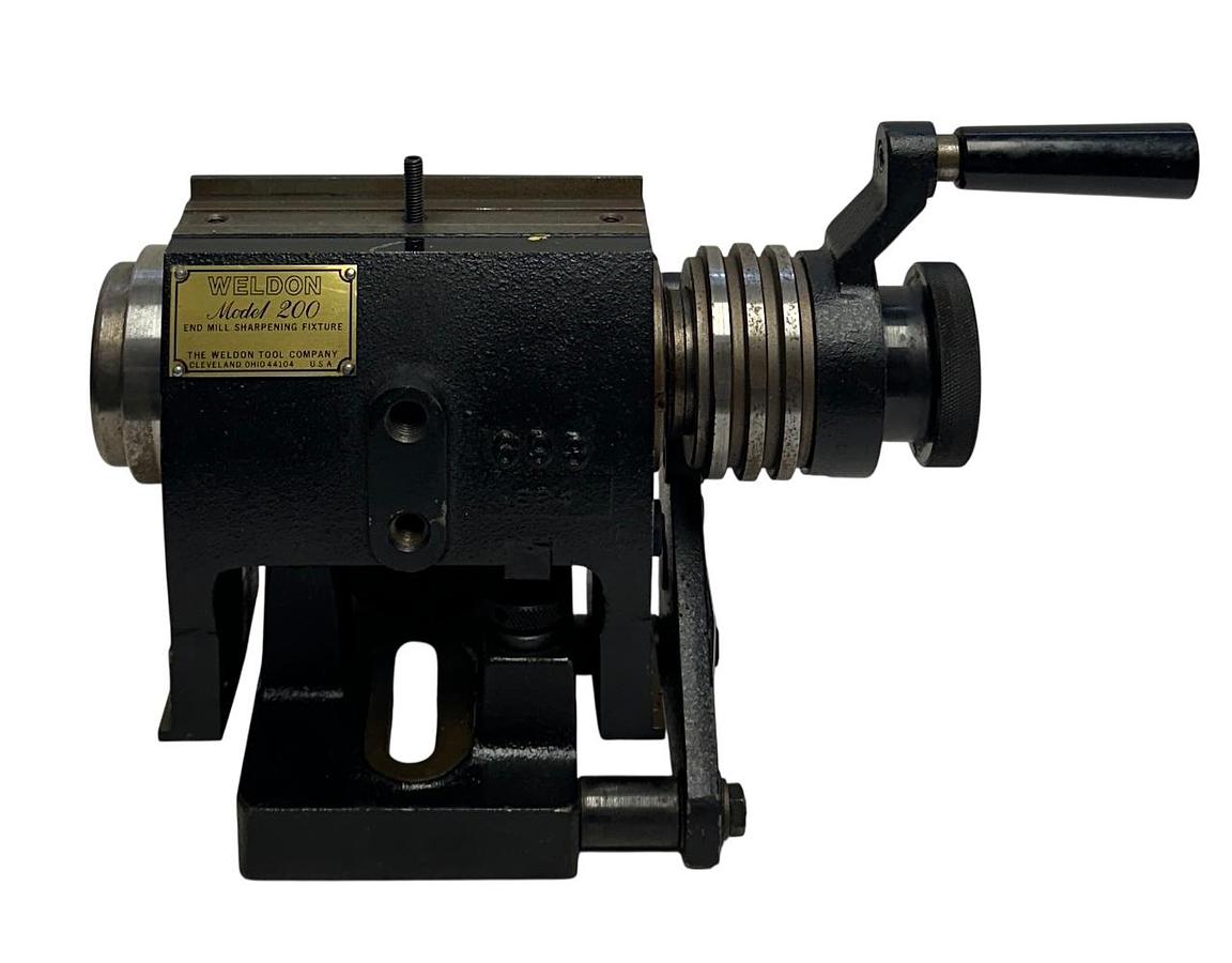 Used THE WELDON TOOL COMPANY MODEL 200 END MILL SHARPENING FIXTURE AIRFLOW USNP