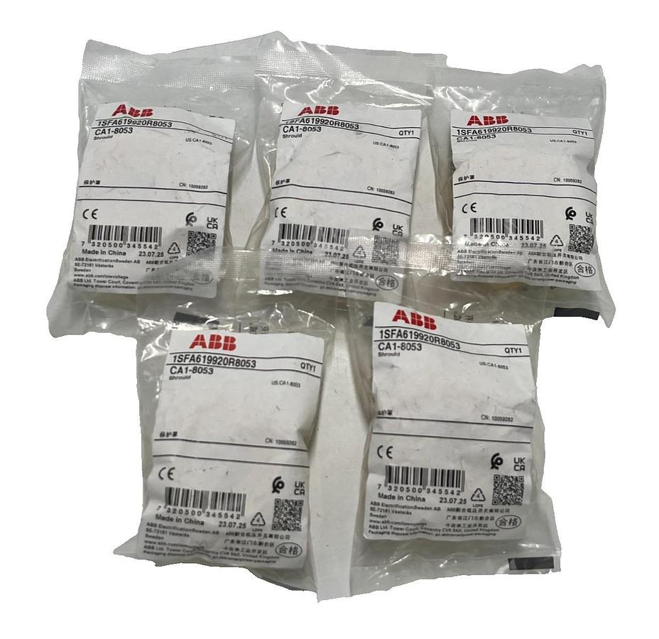 LOT OF 5 ABB 1SFA619920R8053 CA1‑8053 YELLOW SHROUD FOR EMERGENCY STOP BUTTON