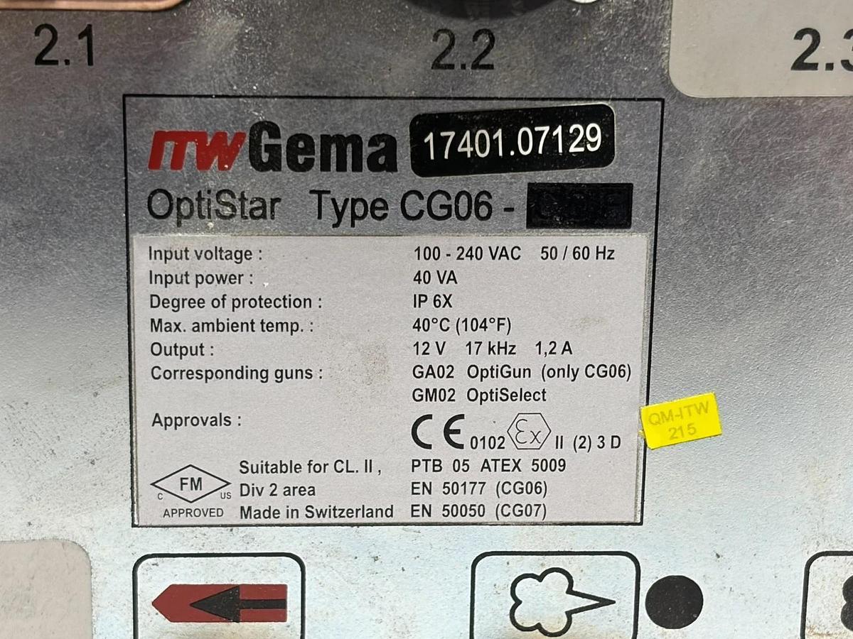Used ITW Gema OptiStar Type CG06 Powder Coating Control Unit 17401.07129 Parts Repair