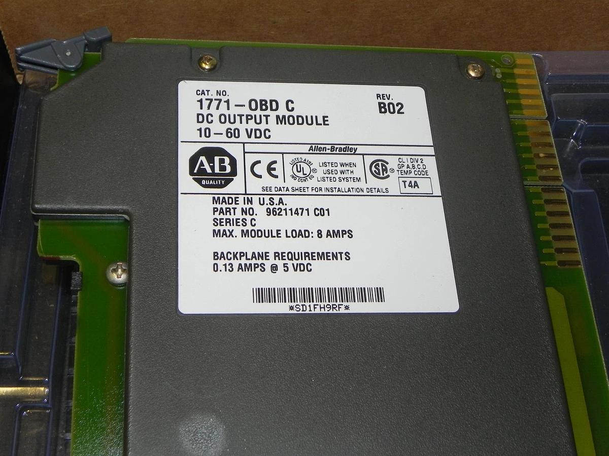 Used ALLEN BRADLEY 1771-OBD/C DC OUTPUT MODULE 1771OBD REV. B02 P/N: 96211471 C01